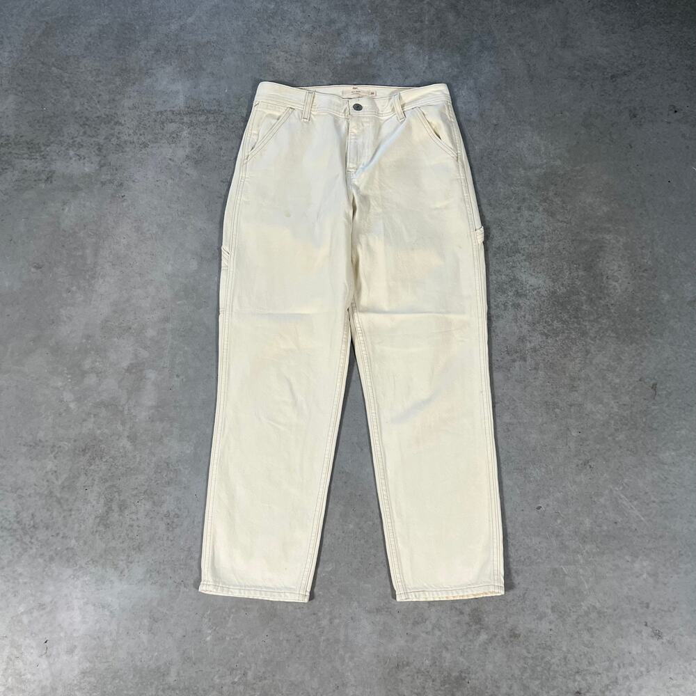 Levi's Boy Jean Fit Off-White Womens Size 26 Premium Jeans Carpenter Cream Denim